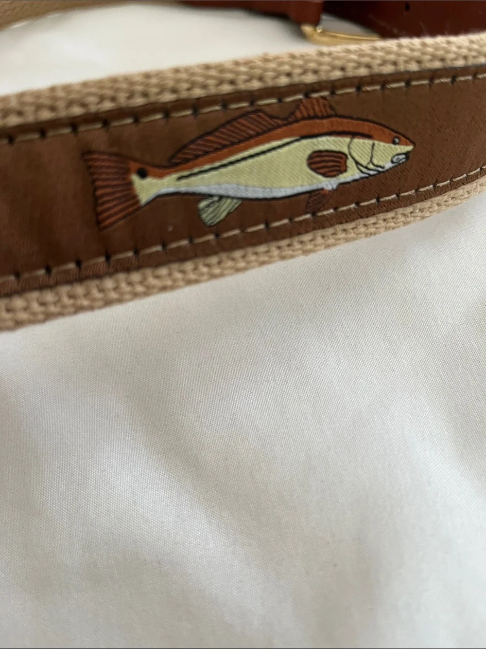 ZepPro NWOT brown leather canvas fish belt tarpon redfish trout snook  40”